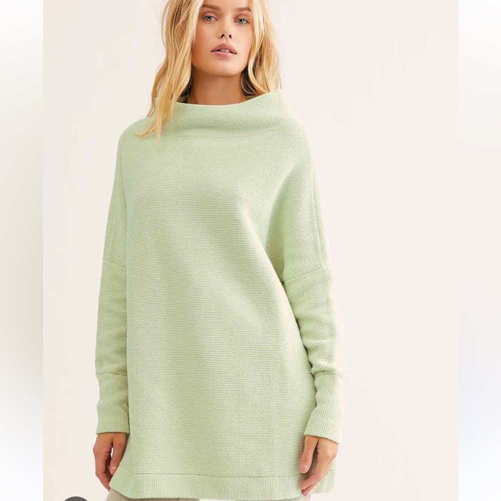 Free People Ottoman Tunic Sweater Mint Green